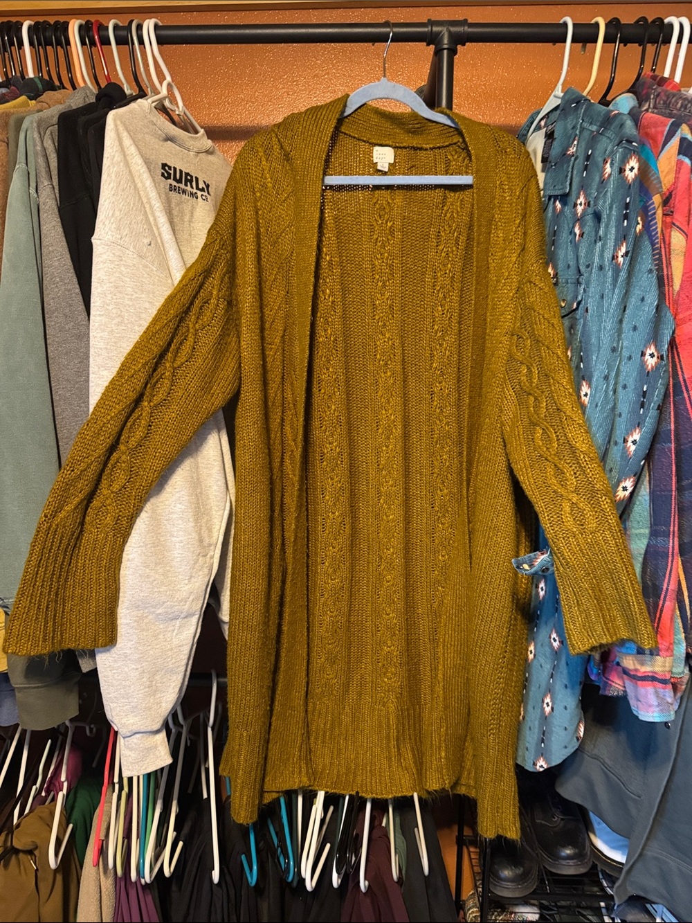 a new day Olive Cable Knit Open-Front Cardigan